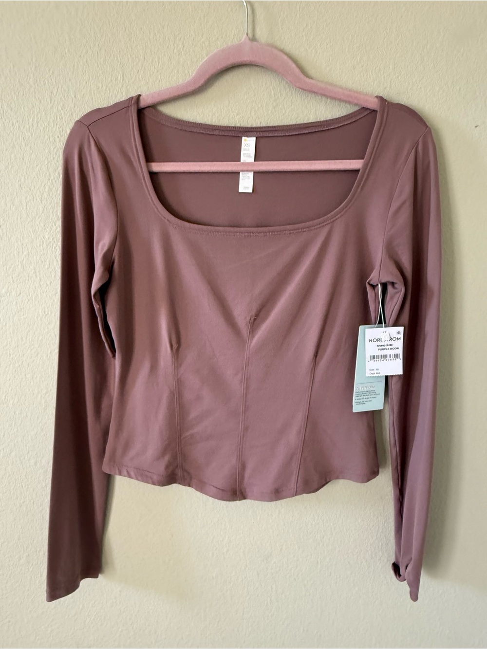 Zella (NEW WITH TAGS) U Long Sleeve Square Neck Top in Purple Moon